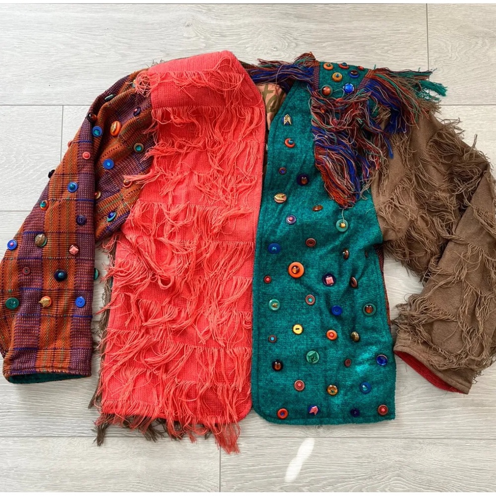 Crystal Handwovens Button Jacket Women’s Size Medium Oversized Fit